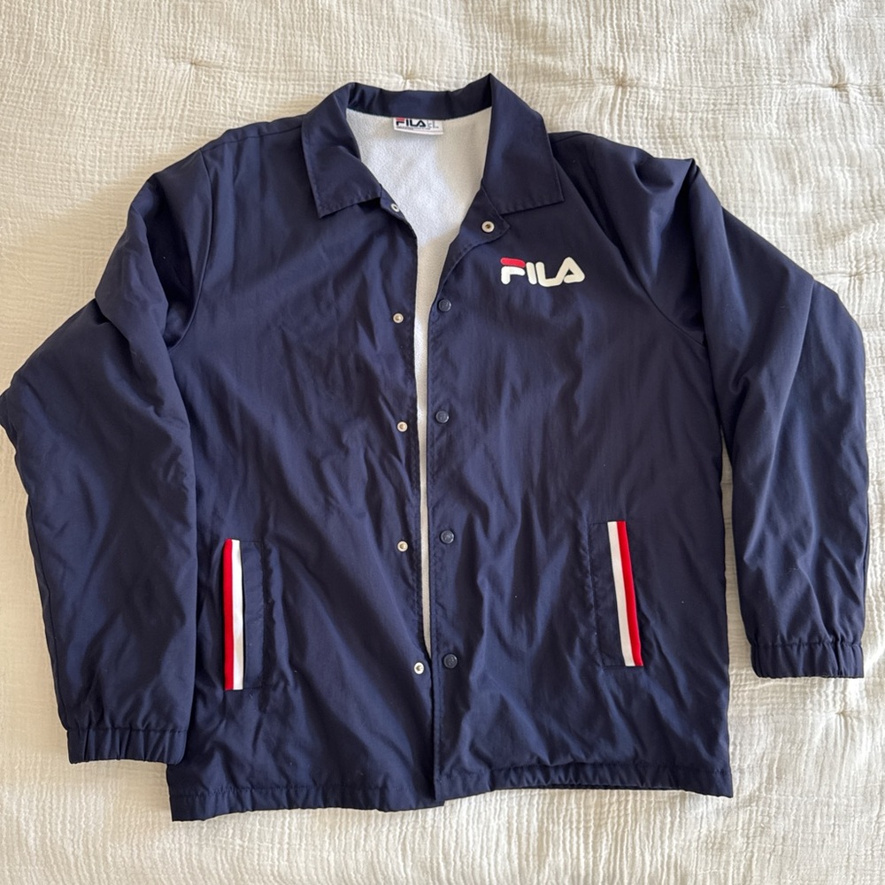 Fila Blue Lightweight Shirt Jacket with Ribbed Cuffs